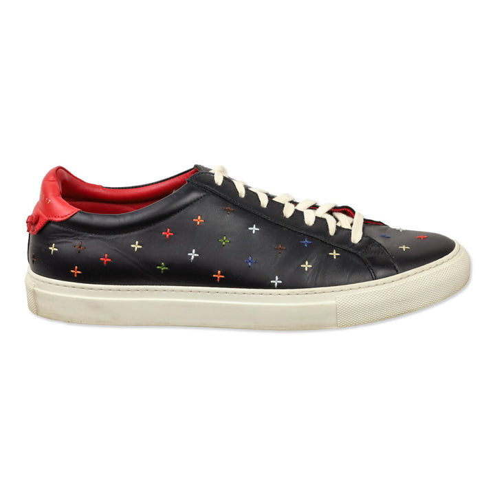 Givenchy Black Multi Embroidered Leather Low-Top Sneakers
