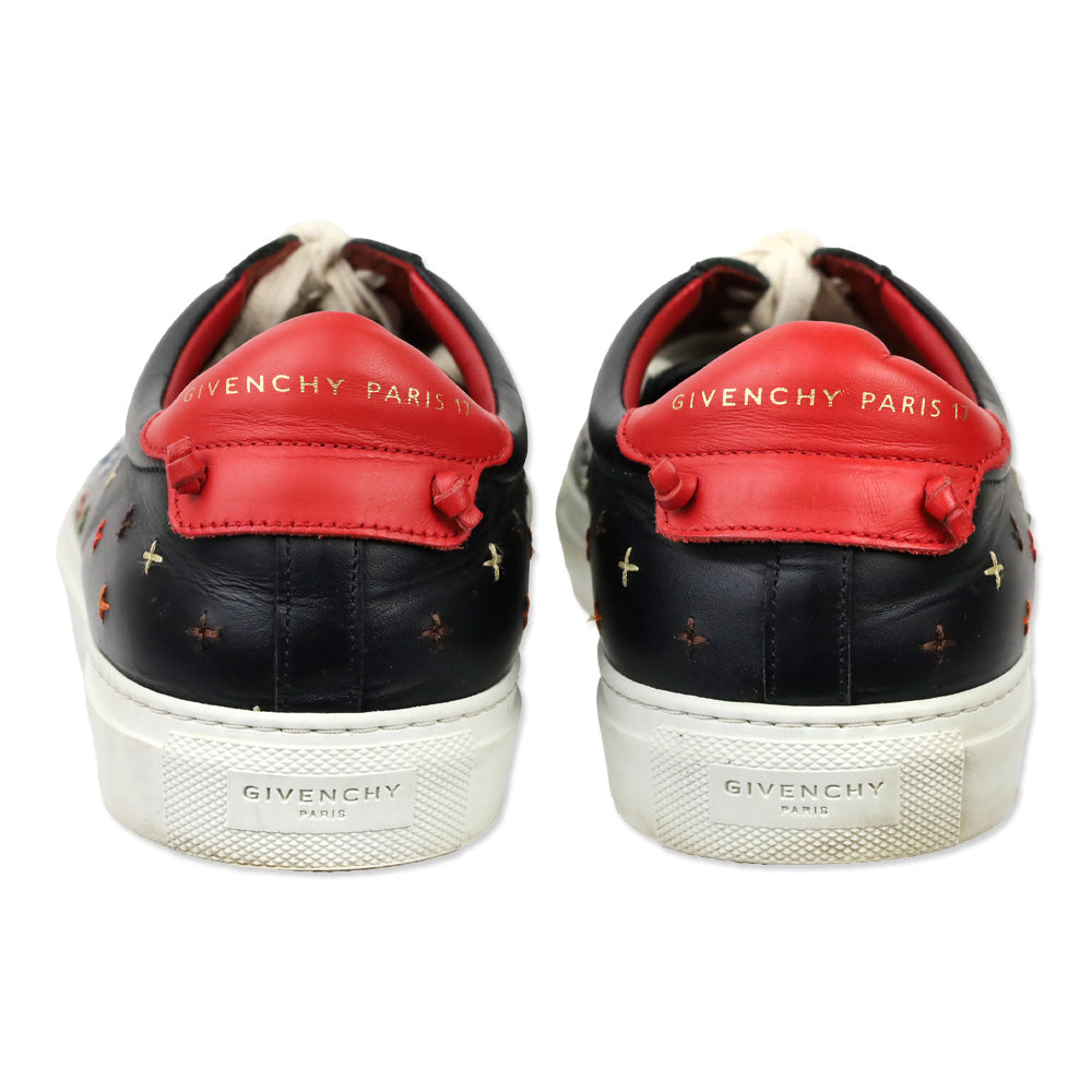 Givenchy Black Multi Embroidered Leather Low-Top Sneakers