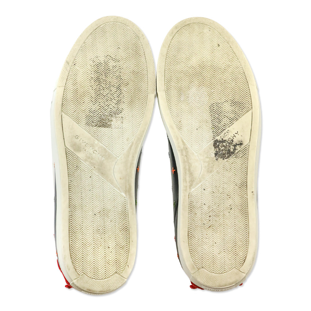 Givenchy Black Multi Embroidered Leather Low-Top Sneakers