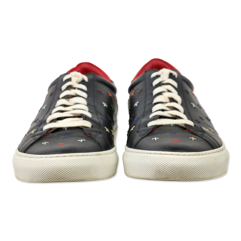 Givenchy Black Multi Embroidered Leather Low-Top Sneakers