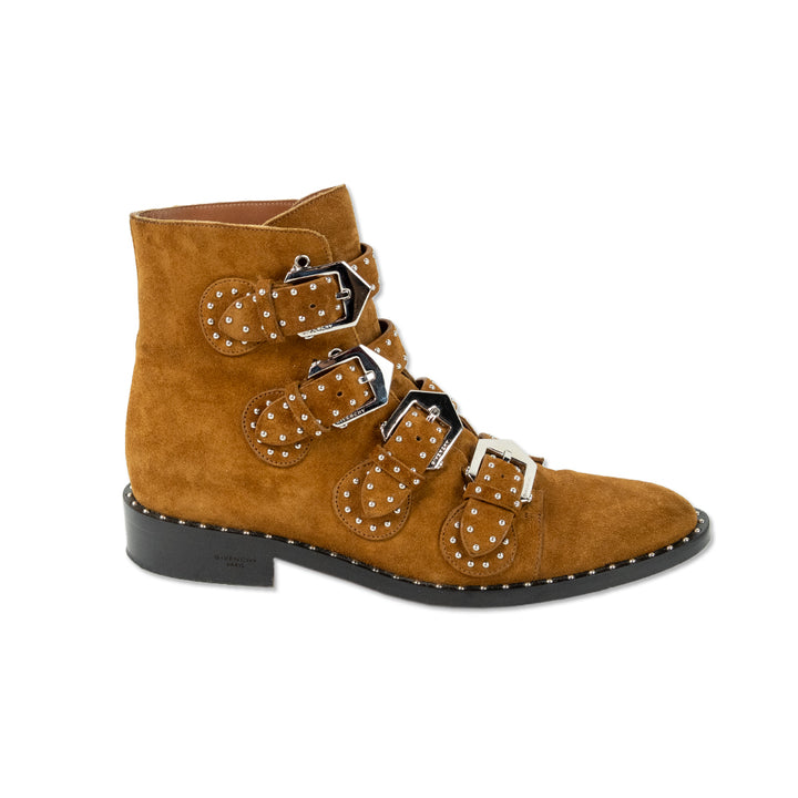 Givenchy Brown Suede Silver Studded Ankle Boots