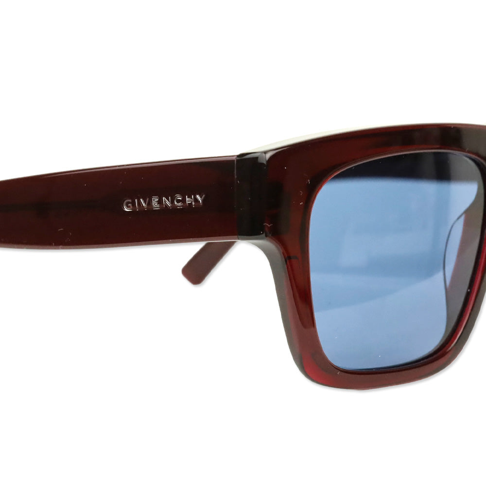 Givenchy GV DAY Bordeaux Acetate Blue Lens Square Sunglasses