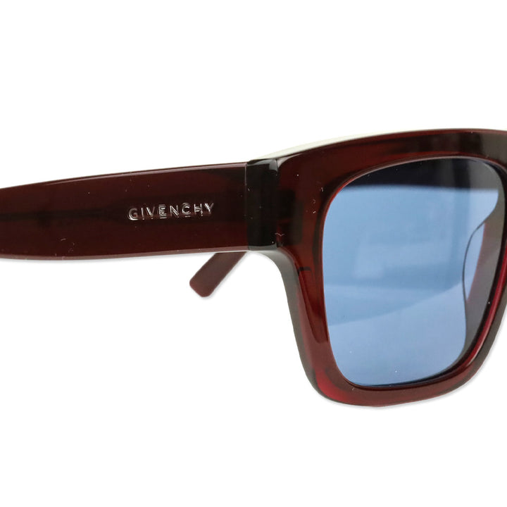 Givenchy GV DAY Bordeaux Acetate Blue Lens Square Sunglasses