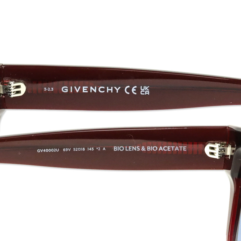 Givenchy GV DAY Bordeaux Acetate Blue Lens Square Sunglasses