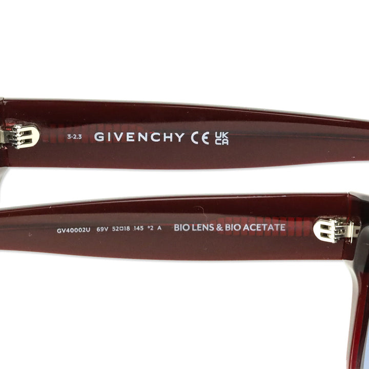 Givenchy GV DAY Bordeaux Acetate Blue Lens Square Sunglasses