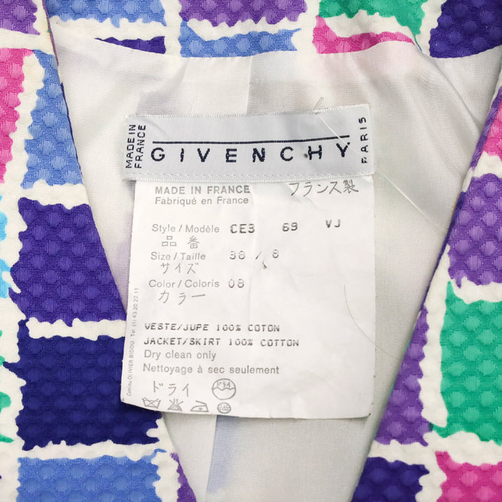 Givenchy Multicolor Checkered Pattern Collarless V Blazer