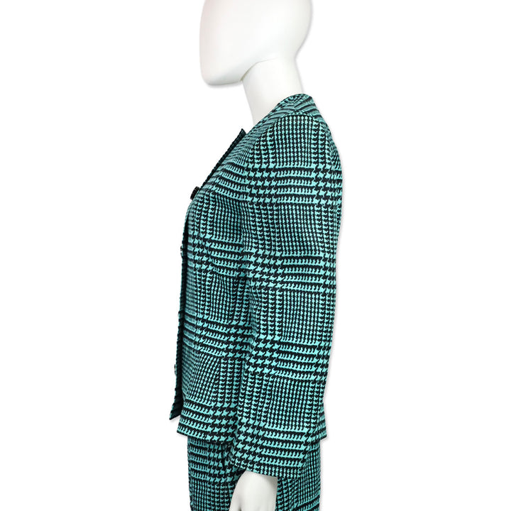 Givenchy Nouvelle Boutique Teal & Black Houndstooth Linen Blazer