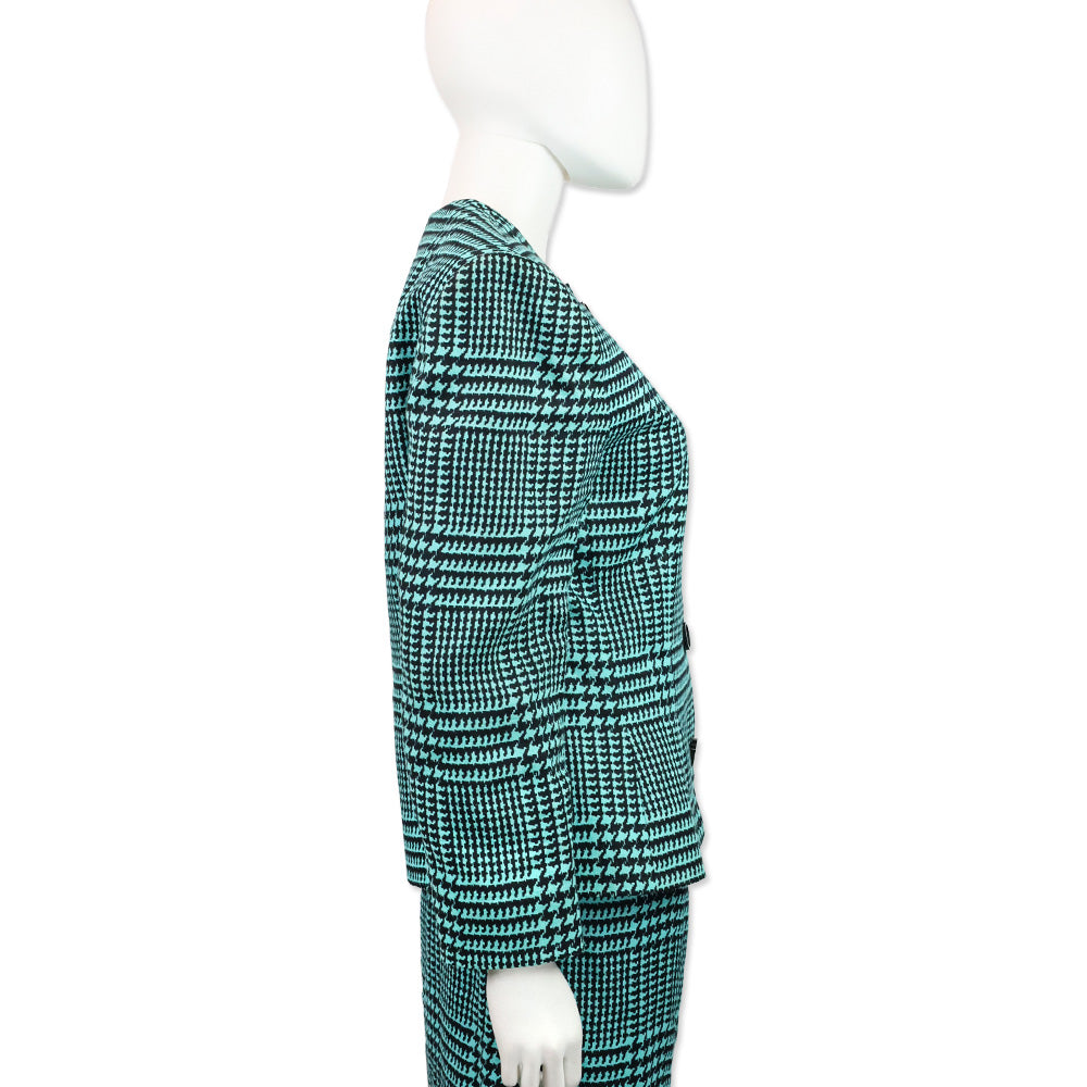 Givenchy Nouvelle Boutique Teal & Black Houndstooth Linen Blazer