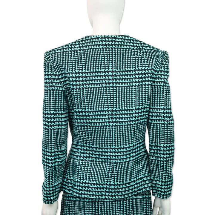Givenchy Nouvelle Boutique Teal & Black Houndstooth Linen Blazer