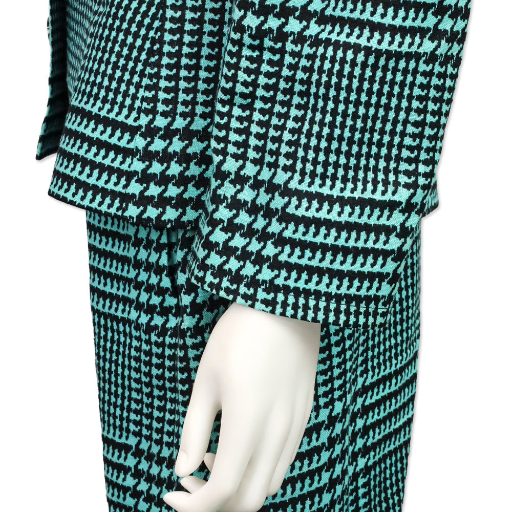 Givenchy Nouvelle Boutique Teal & Black Houndstooth Linen Blazer