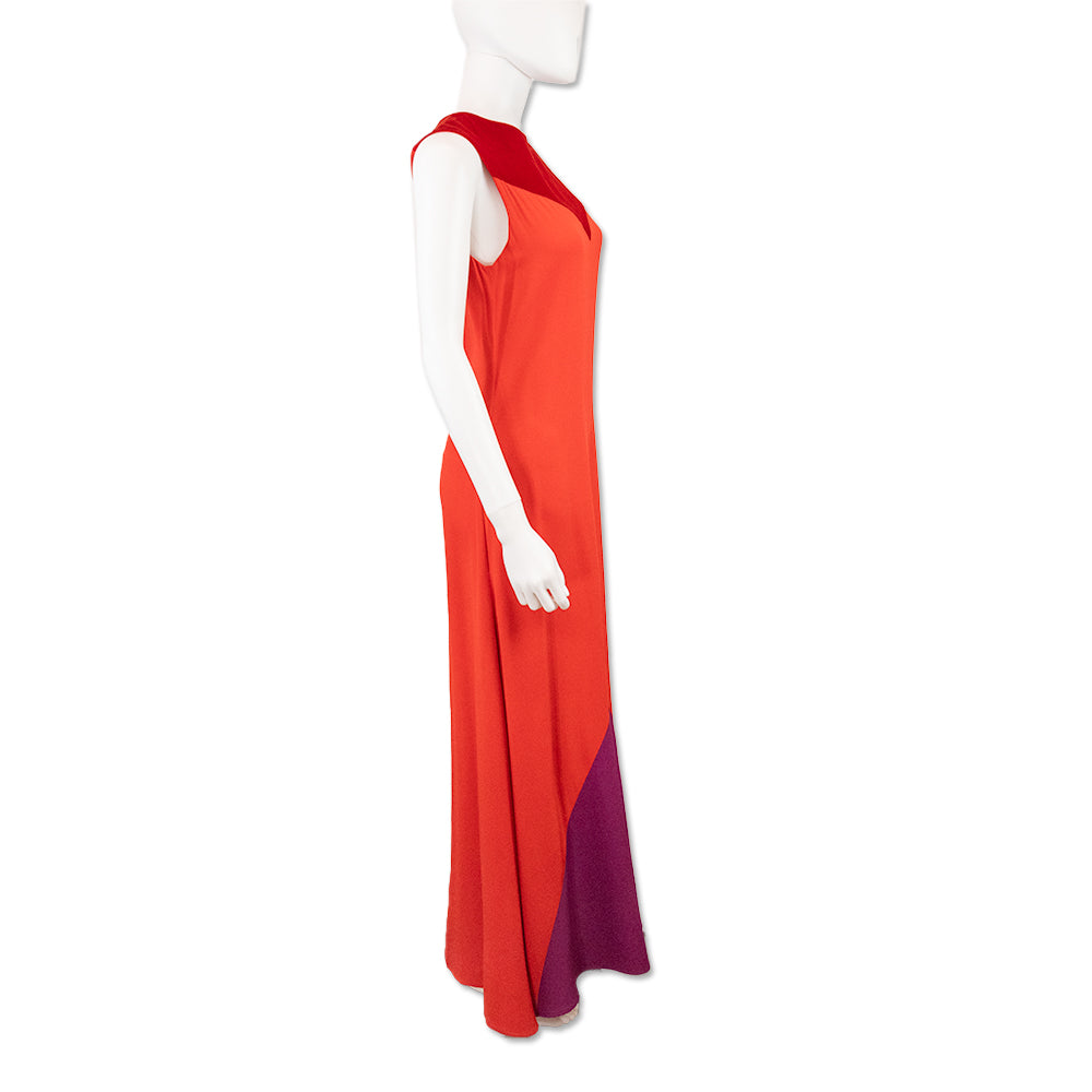 Givenchy Red Purple Color Block Sleeveless Maxi Dress