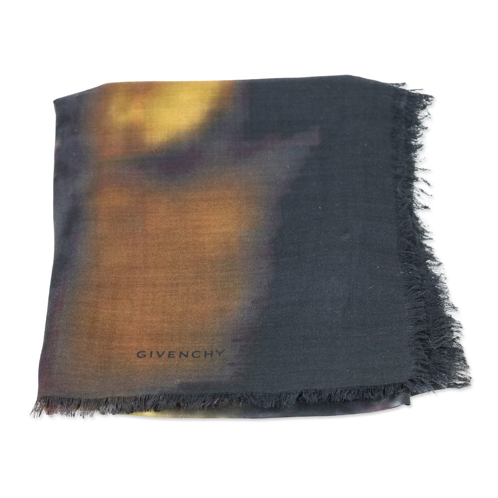 Givenchy Rottweiler Printed Fringe Trim Knit Scarf