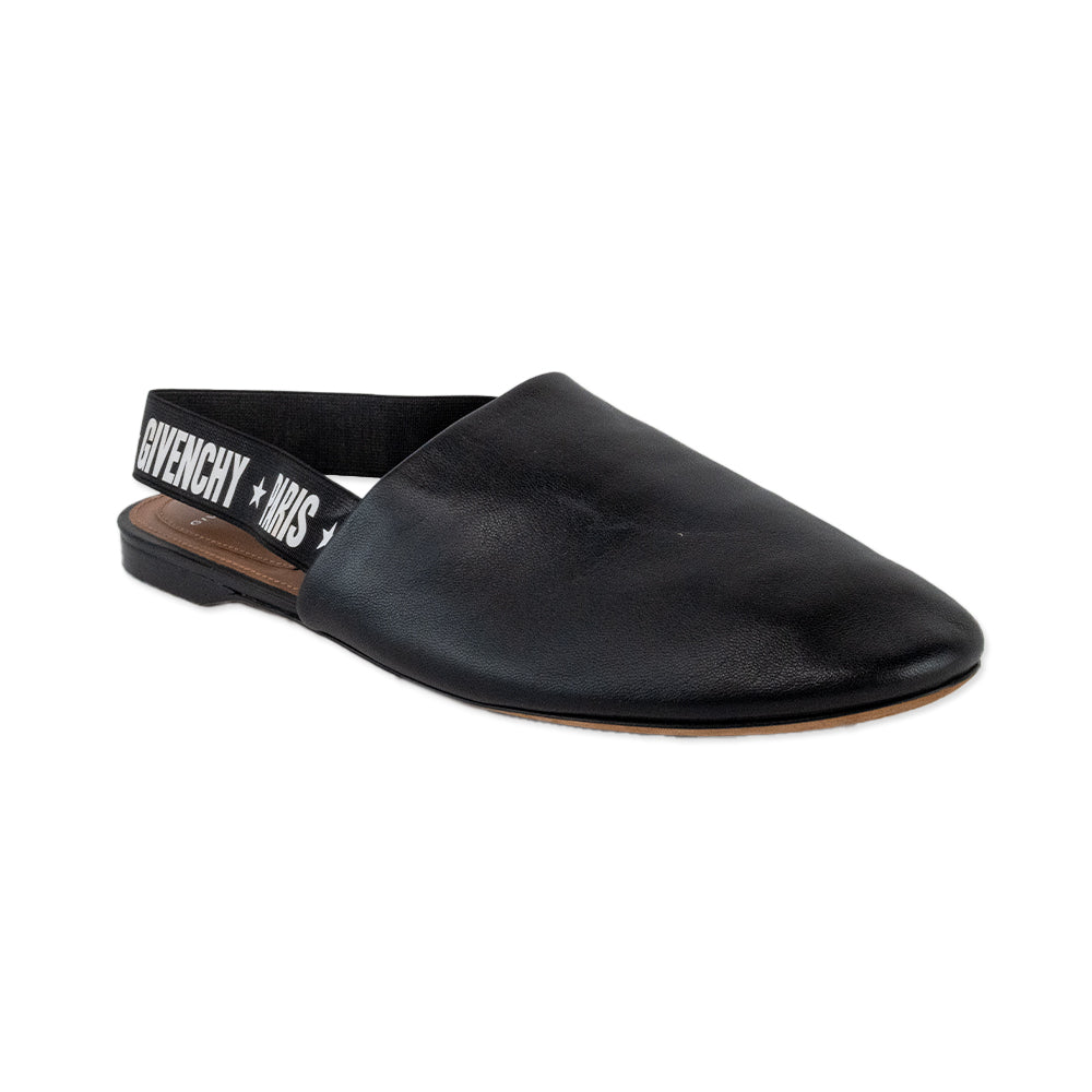 Givenchy Round Toe Leather Printed Sling Back Slides