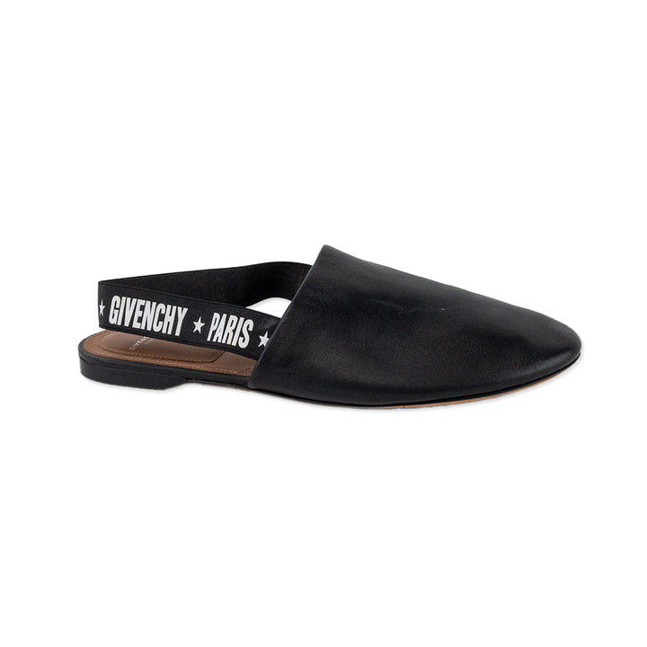 Givenchy Round Toe Leather Printed Sling Back Slides