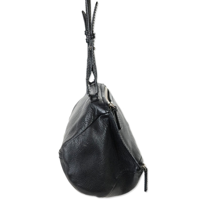 Givenchy Small Black Grained Leather Double Zipper Pandora Crossbody Bag