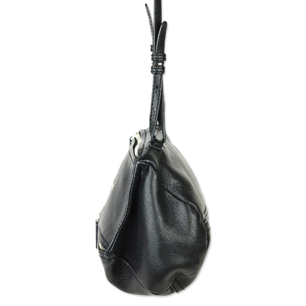Givenchy Small Black Grained Leather Double Zipper Pandora Crossbody Bag