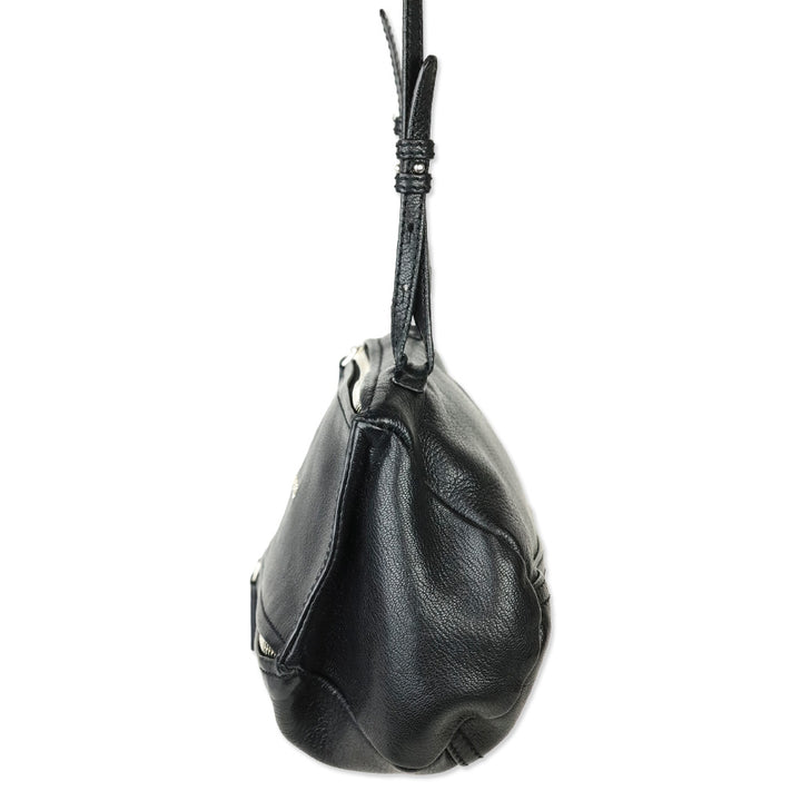 Givenchy Small Black Grained Leather Double Zipper Pandora Crossbody Bag