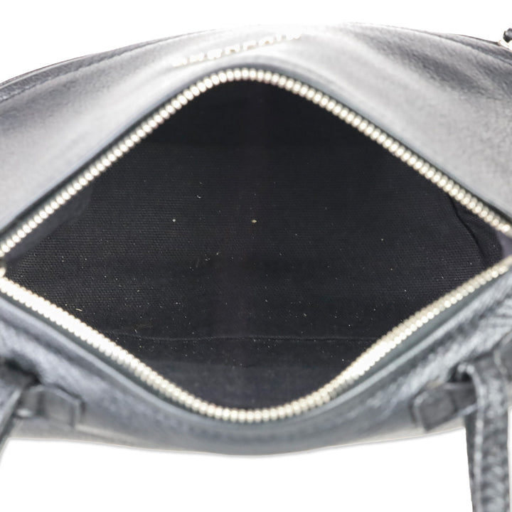 Givenchy Small Black Grained Leather Double Zipper Pandora Crossbody Bag