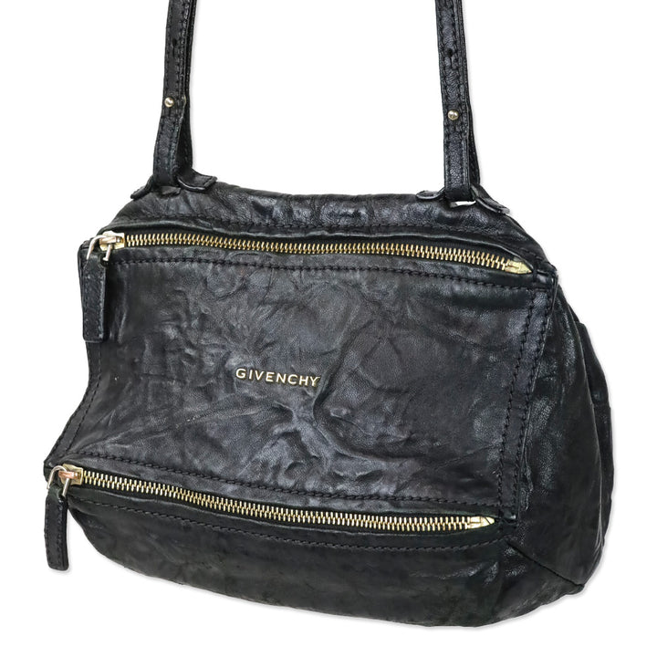 Givenchy Small Black Leather Double Zipper Pandora Crossbody Bag