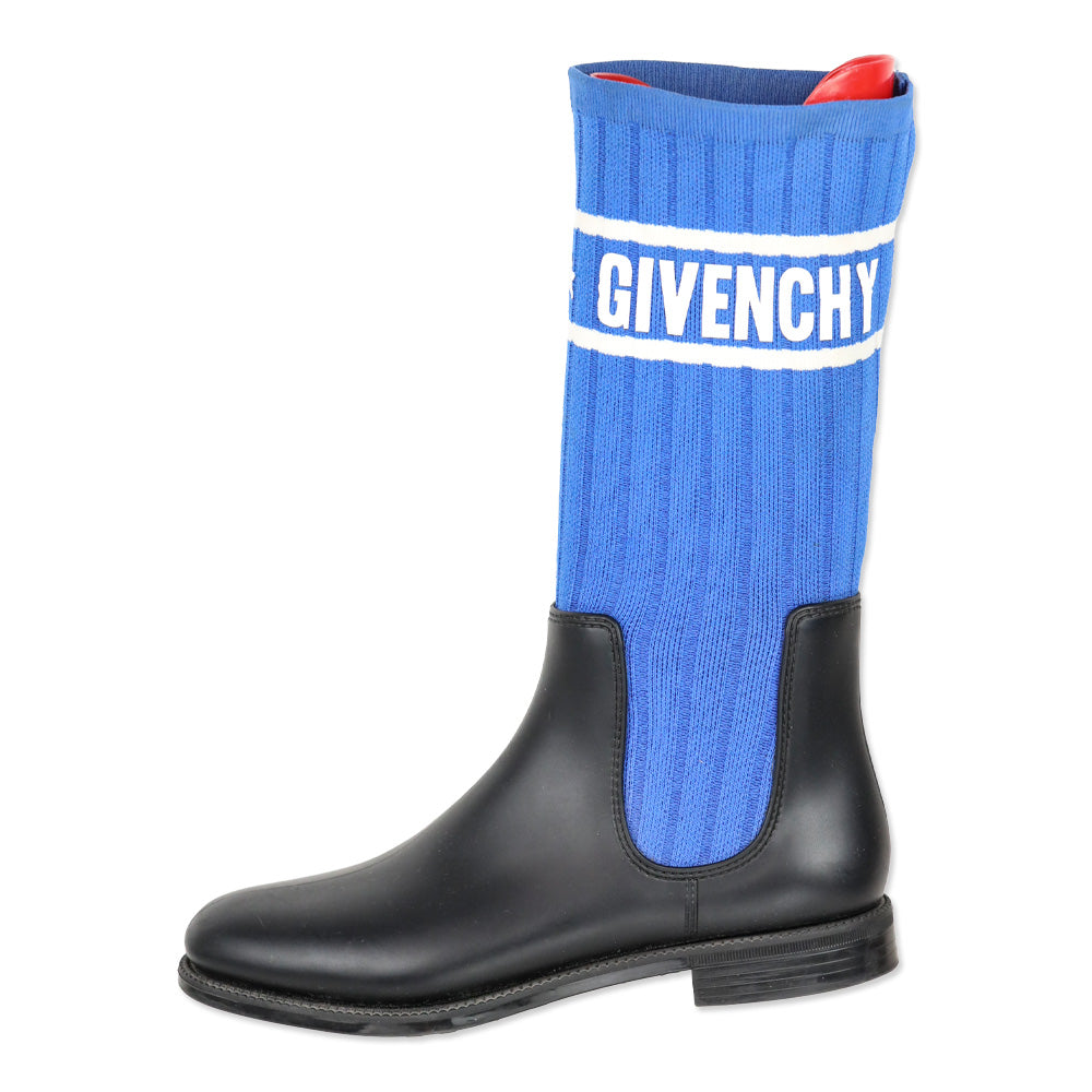 Givenchy Storm Ribbed-Knit Sock Chelsea Rubber Boots