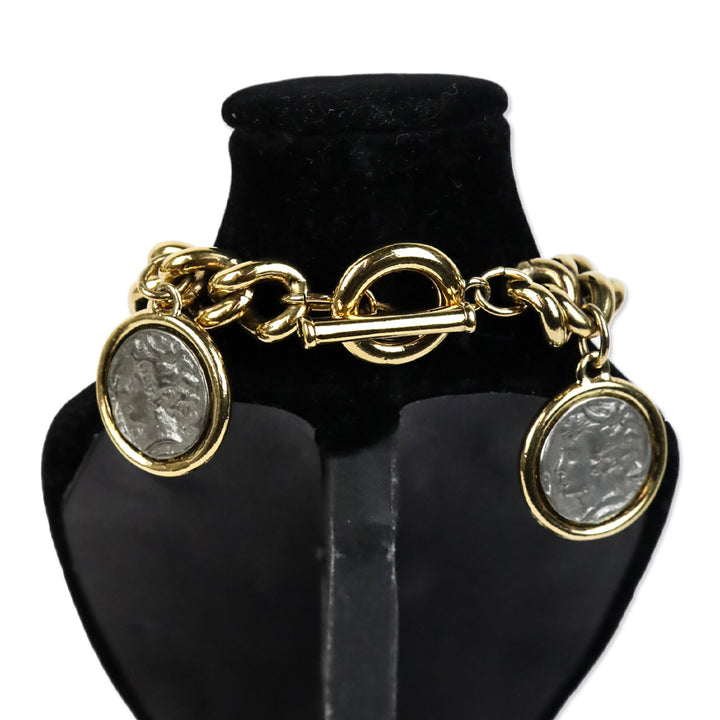 Givenchy Vintage Coin Charm Gold Chain Bracelet