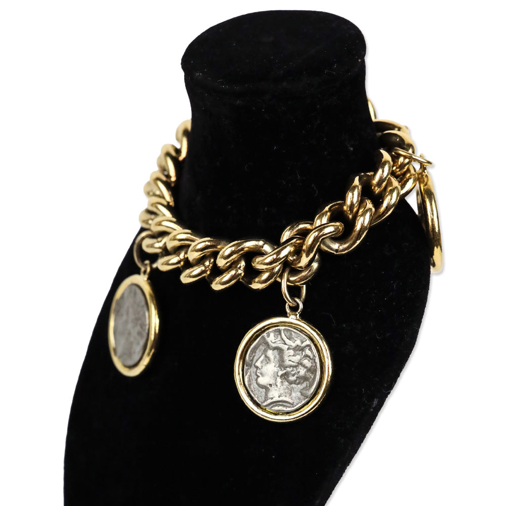 Givenchy Vintage Coin Charm Gold Chain Bracelet
