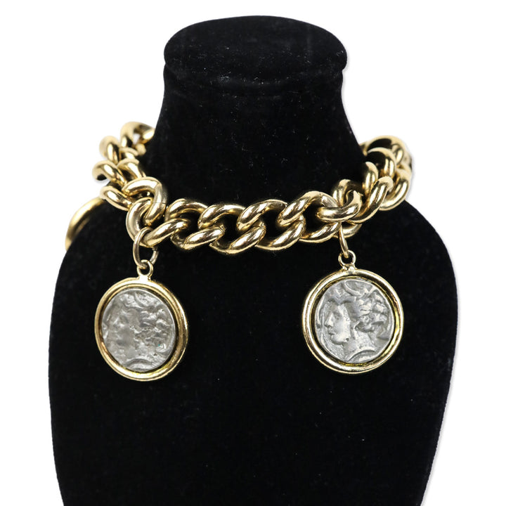 Givenchy Vintage Coin Charm Gold Chain Bracelet