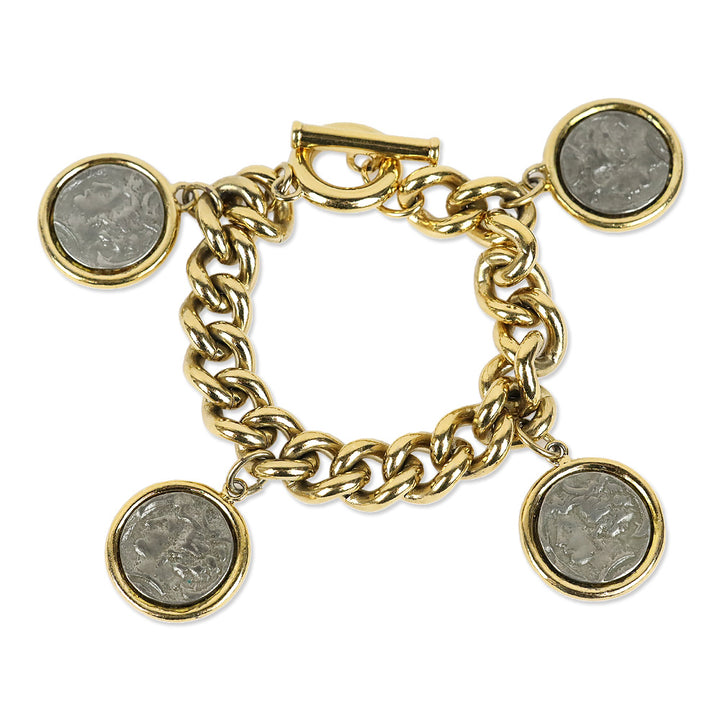 Givenchy Vintage Coin Charm Gold Chain Bracelet