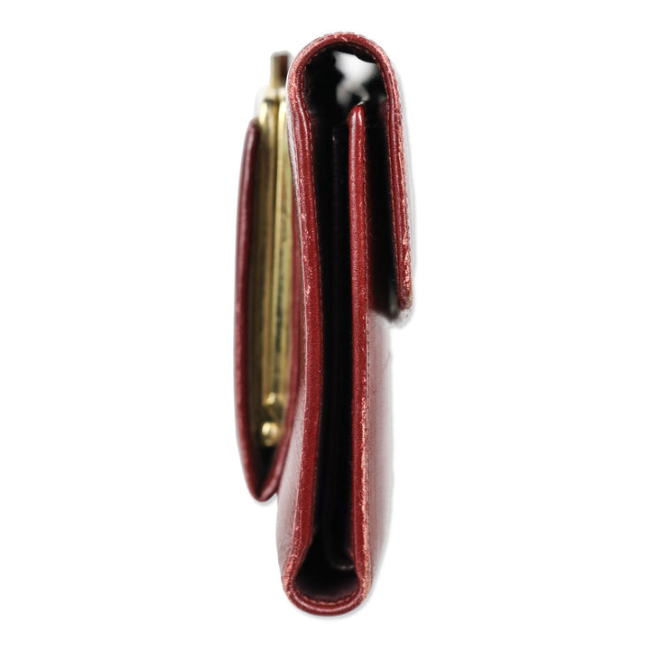 Givenchy Vintage Wine Leather Tri-Fold Checkbook Long Wallet