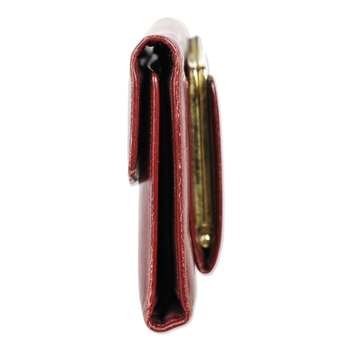 Givenchy Vintage Wine Leather Tri-Fold Checkbook Long Wallet