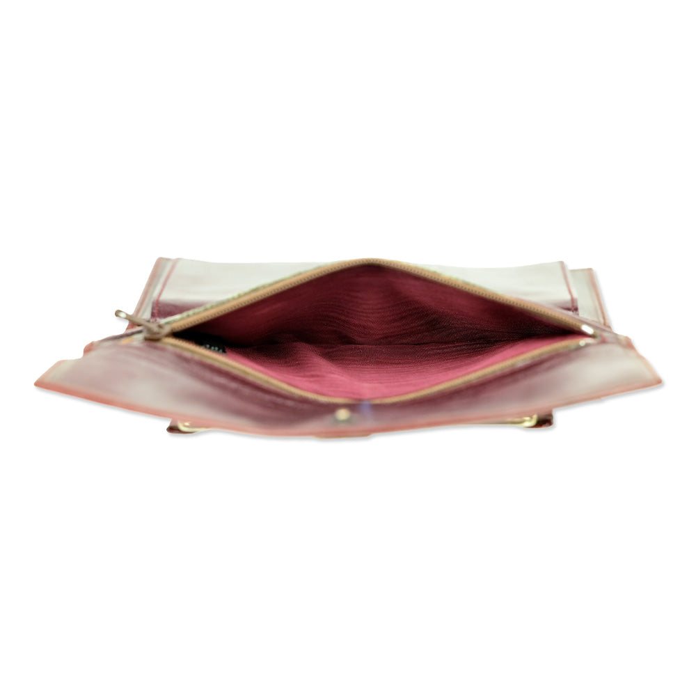 Givenchy Vintage Wine Leather Tri-Fold Checkbook Long Wallet