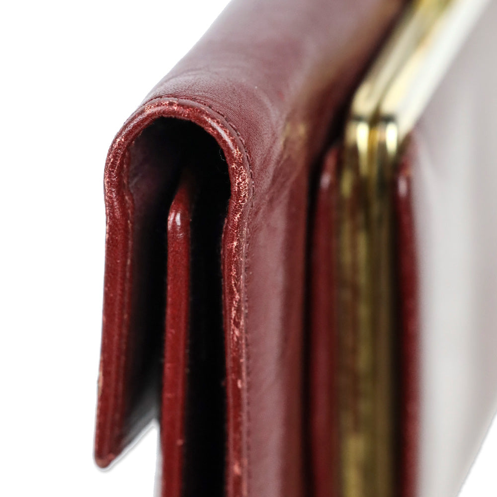 Givenchy Vintage Wine Leather Tri-Fold Checkbook Long Wallet