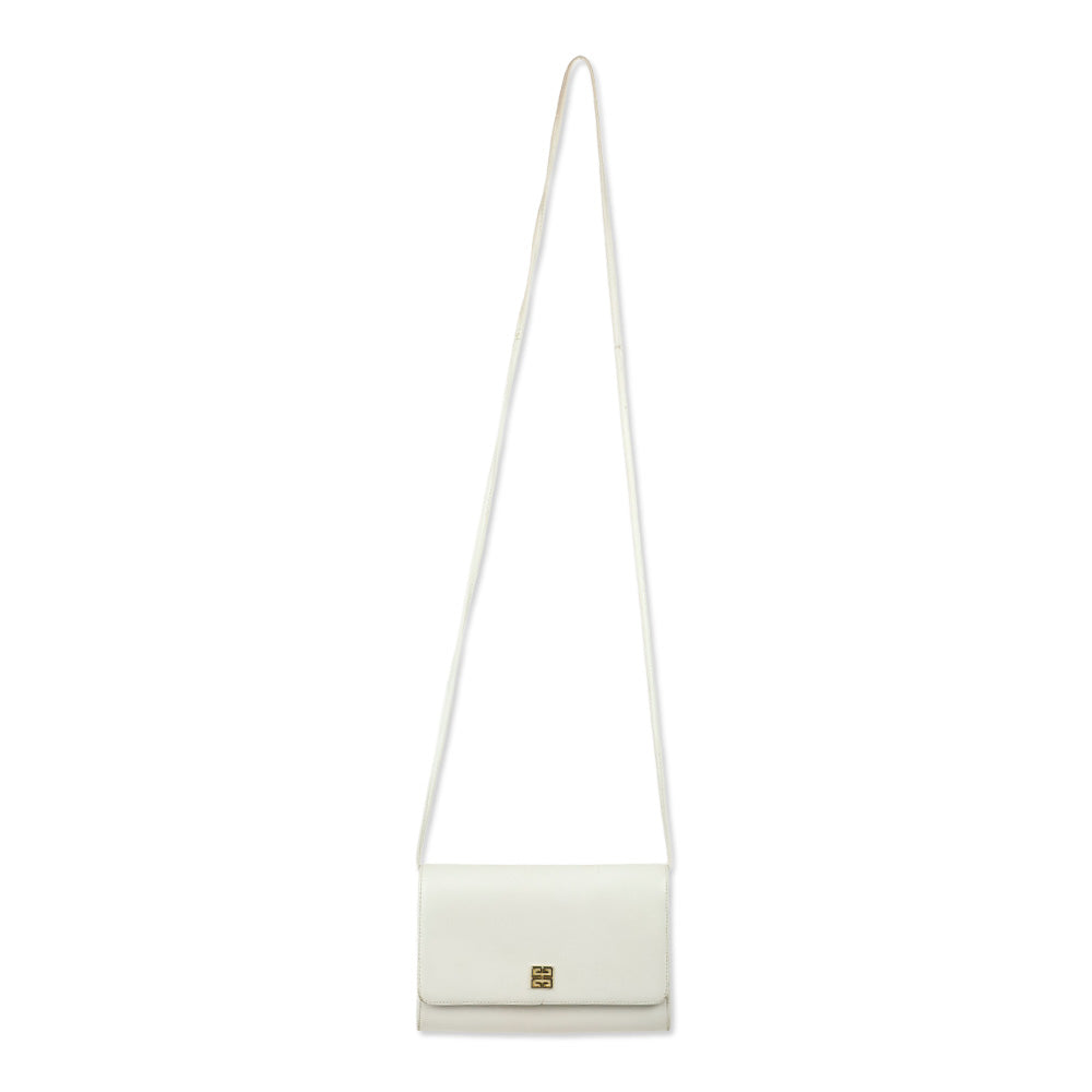 Givenchy White Leather Flap Crossbody Bag