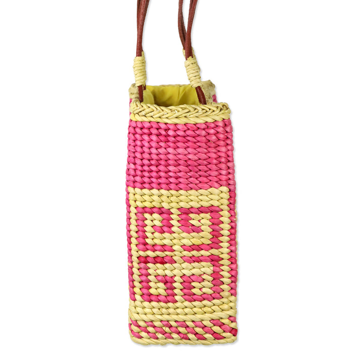 Givenchy Yellow/Pink Logo Woven Wicker 4G Tote Bag