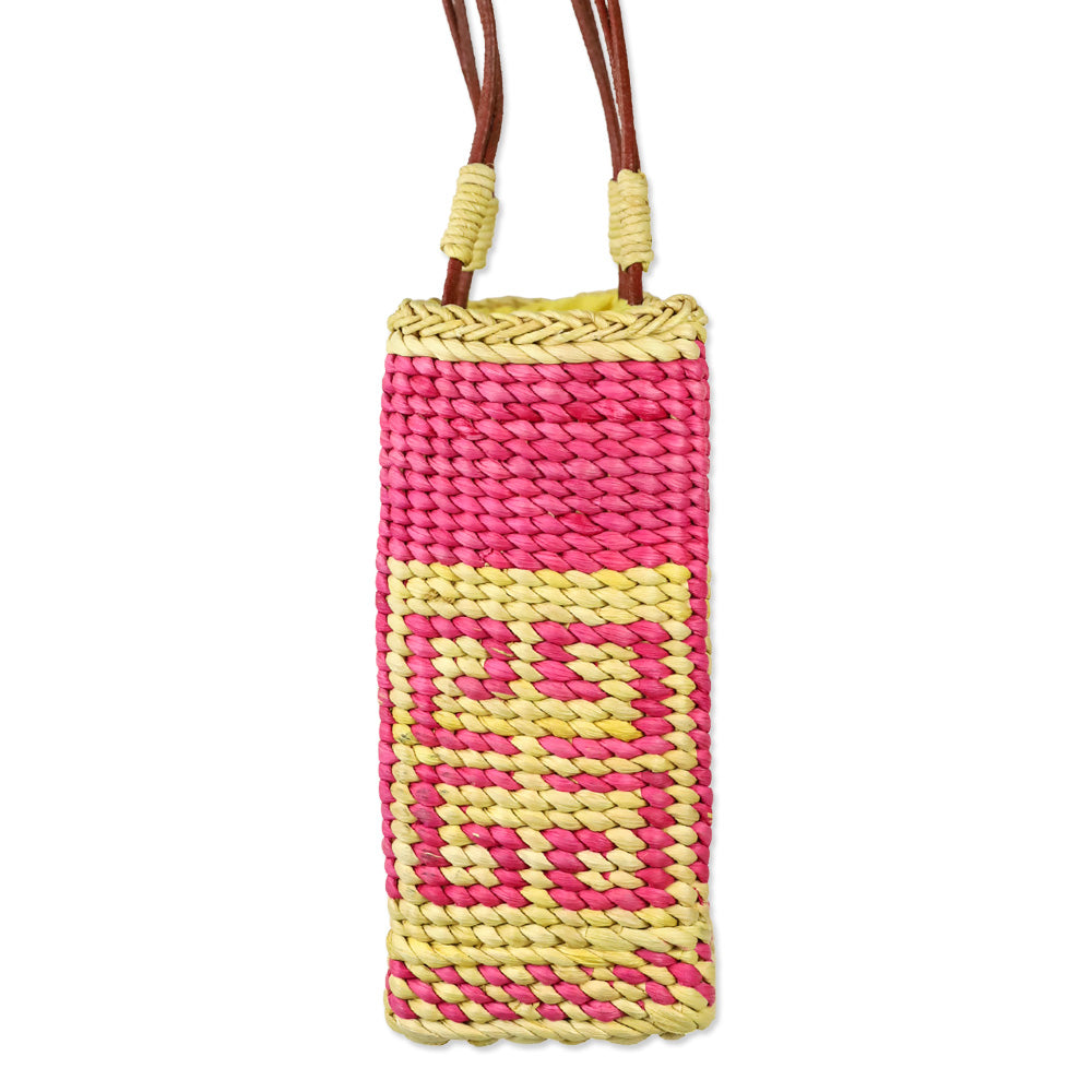Givenchy Yellow/Pink Logo Woven Wicker 4G Tote Bag