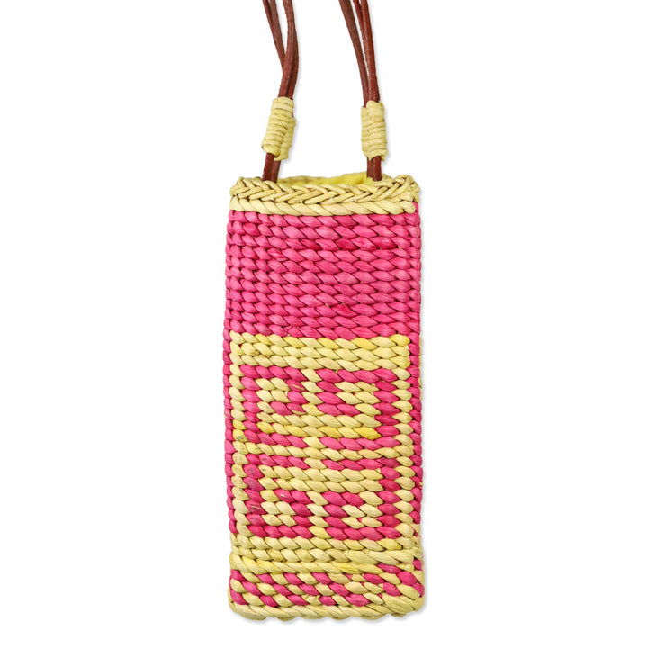 Givenchy Yellow/Pink Logo Woven Wicker 4G Tote Bag