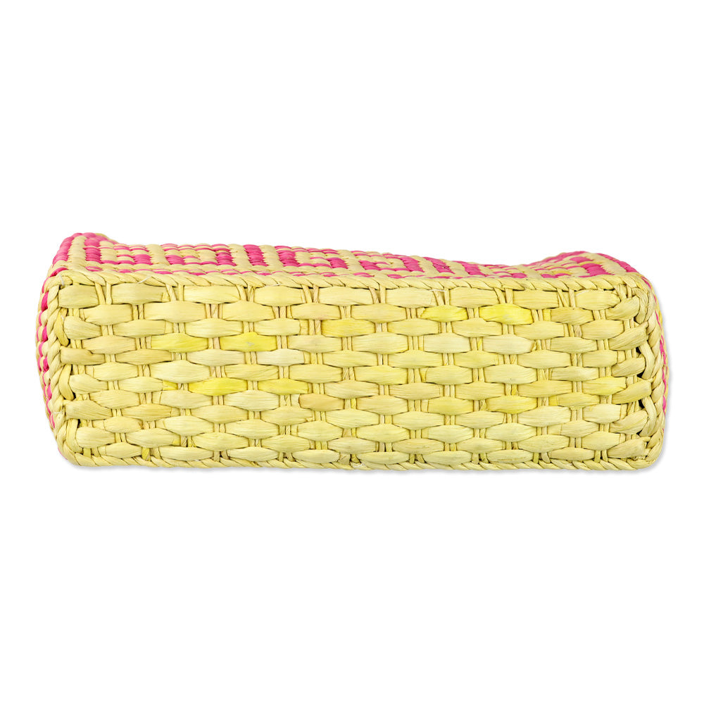 Givenchy Yellow/Pink Logo Woven Wicker 4G Tote Bag