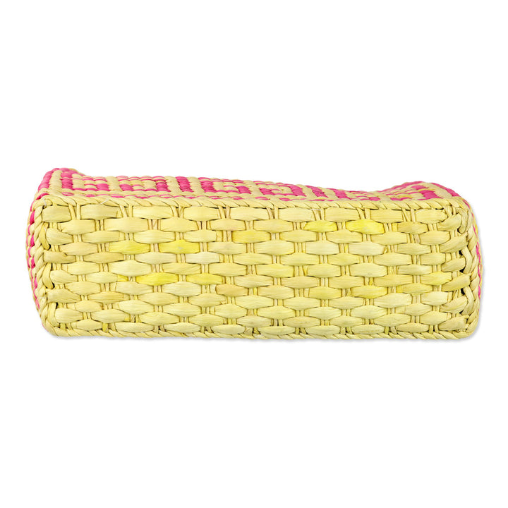 Givenchy Yellow/Pink Logo Woven Wicker 4G Tote Bag