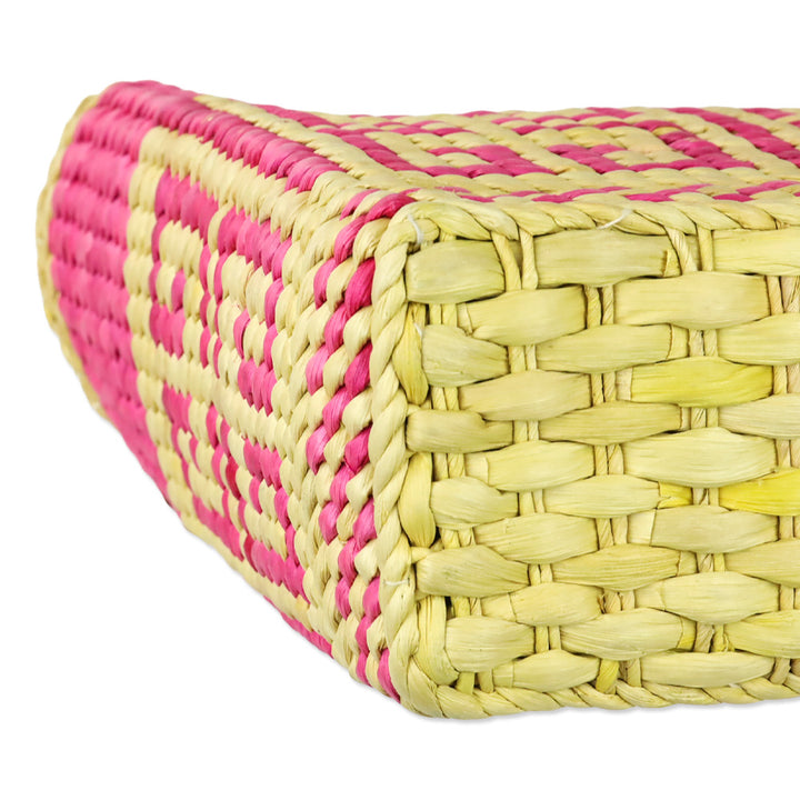 Givenchy Yellow/Pink Logo Woven Wicker 4G Tote Bag