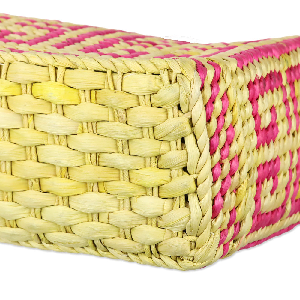 Givenchy Yellow/Pink Logo Woven Wicker 4G Tote Bag