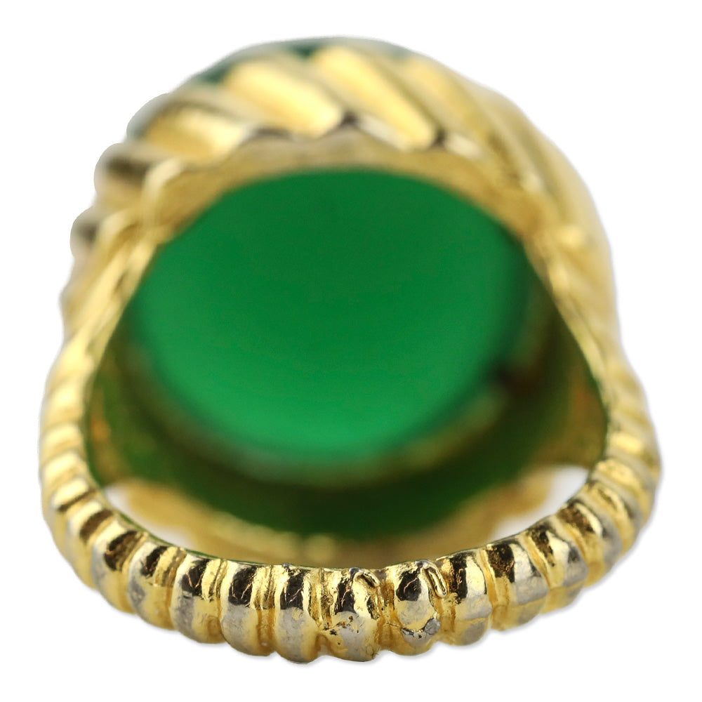 Gold-Tone Large Green Dome Stone Ring