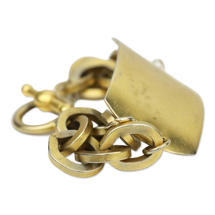 Gold-Tone Plate Chain Toggle Bracelet
