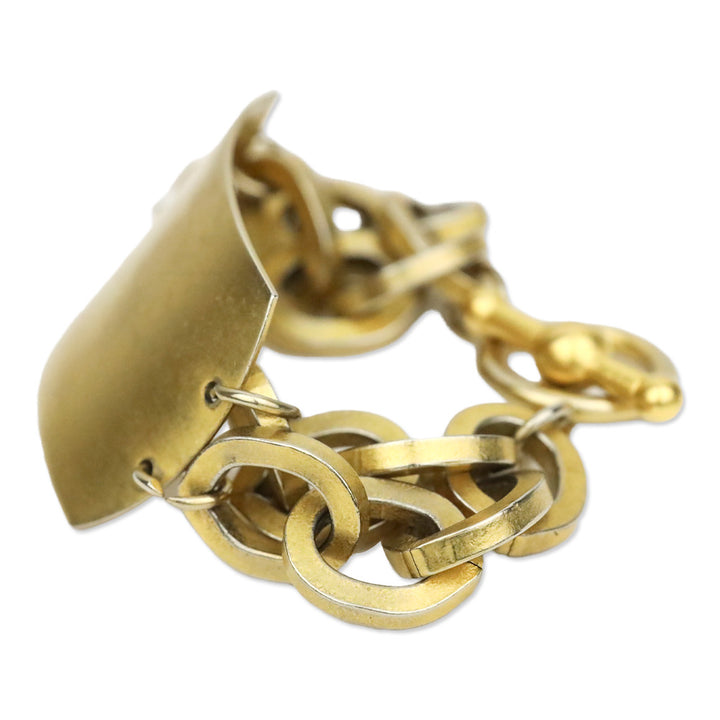 Gold-Tone Plate Chain Toggle Bracelet