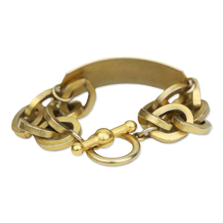 Gold-Tone Plate Chain Toggle Bracelet