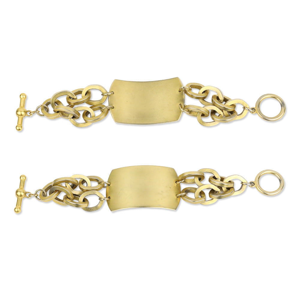 Gold-Tone Plate Chain Toggle Bracelet