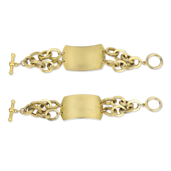 Gold-Tone Plate Chain Toggle Bracelet