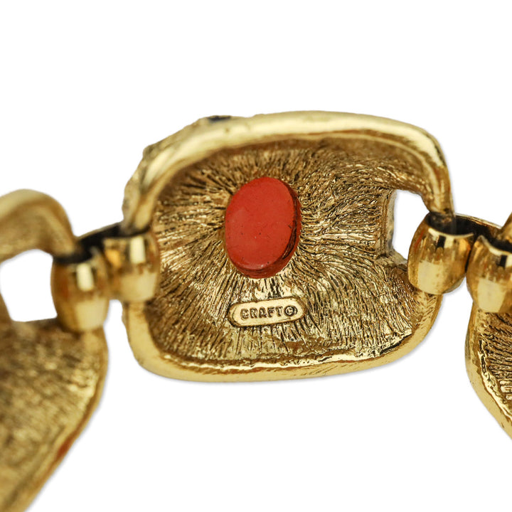 Gold-tone Black Enamel Cameo Link Bracelet