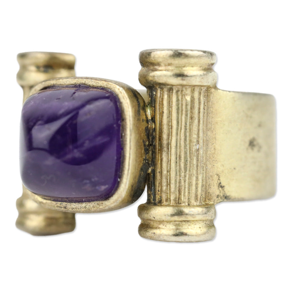 Gold Plated Sterling Purple Square Stone Ring