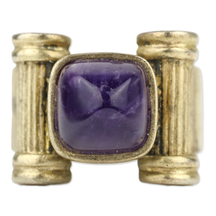 Gold Plated Sterling Purple Square Stone Ring