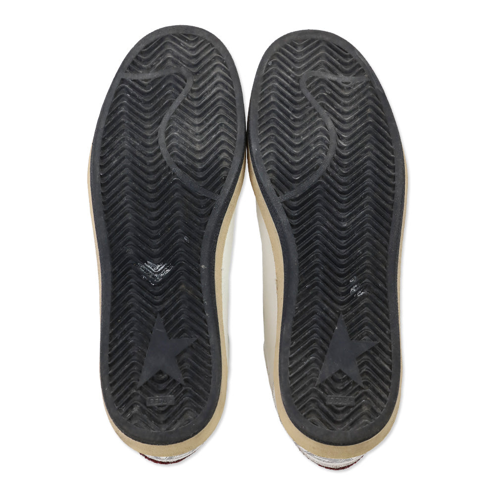 Golden Goose Ball Star White Leather & Bordeaux Glitter Sneaker